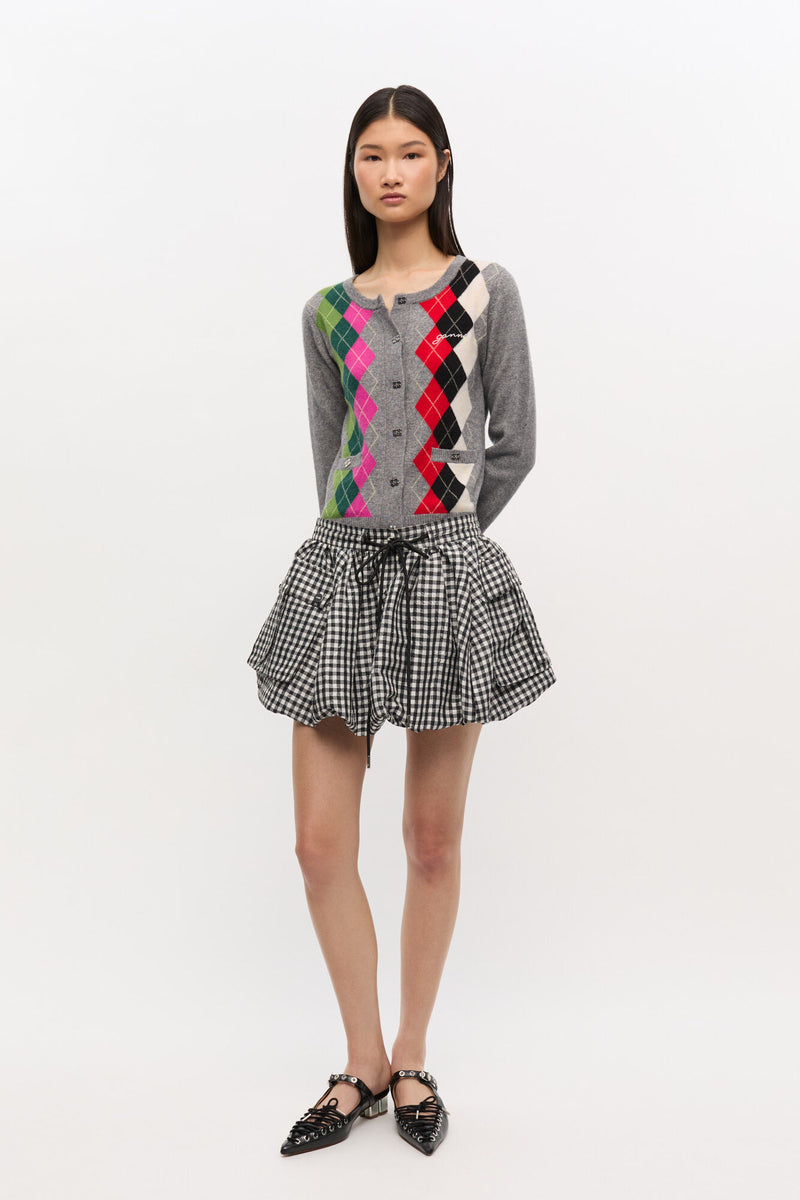 GANNI - Nederdel - Crinklel Check - Bubble Skirt W0465