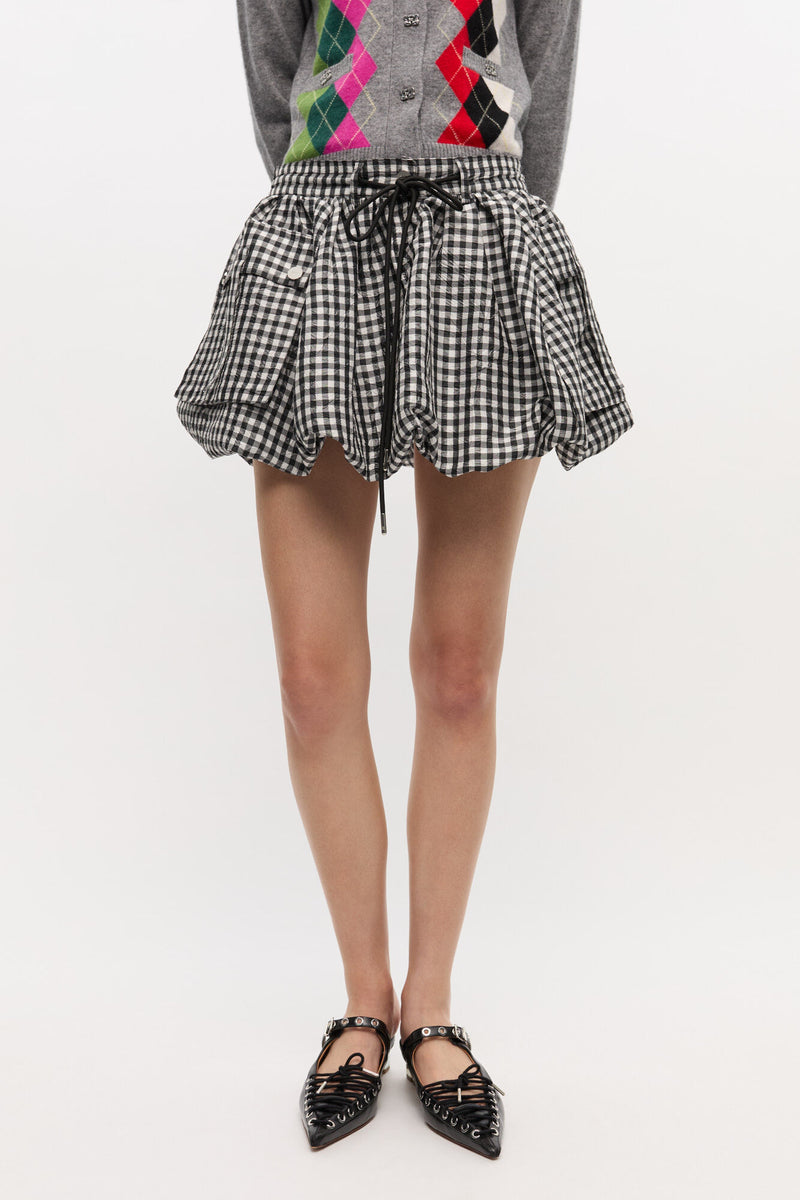 GANNI - Nederdel - Crinklel Check - Bubble Skirt W0465