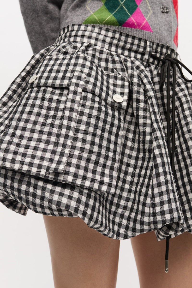 GANNI - Nederdel - Crinklel Check - Bubble Skirt W0465