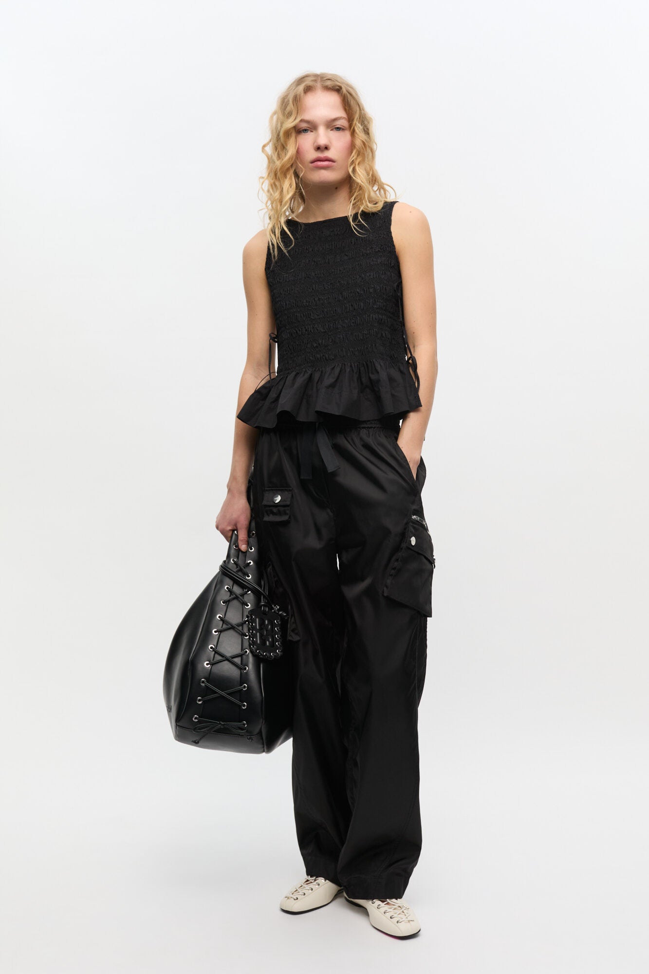 Ganni - Top - Black - Poplin Smock Top