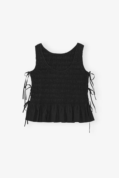 Ganni - Top - Black - Poplin Smock Top