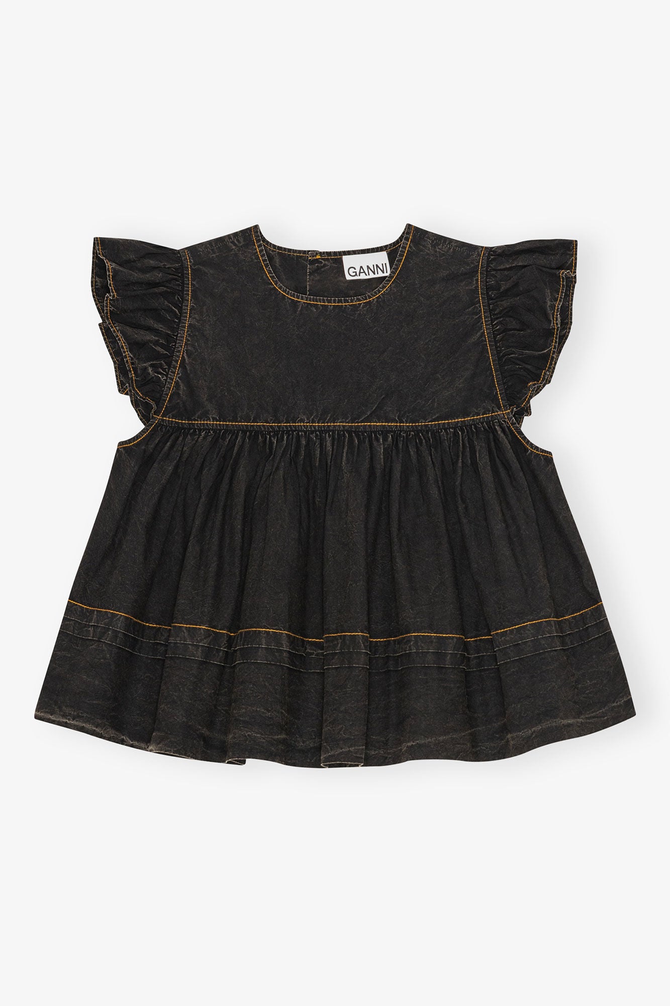 Ganni - Top - Black Washed - Cotton top