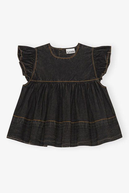 Ganni - Top - Black Washed - Cotton top