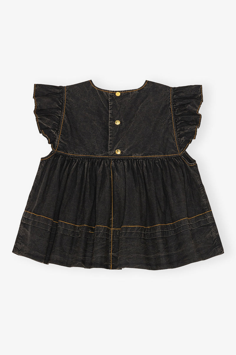 Ganni - Top - Black Washed - Cotton top