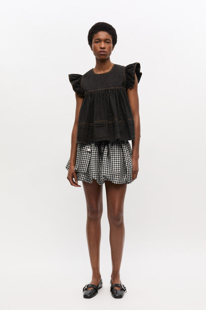 Ganni - Top - Black Washed - Cotton top