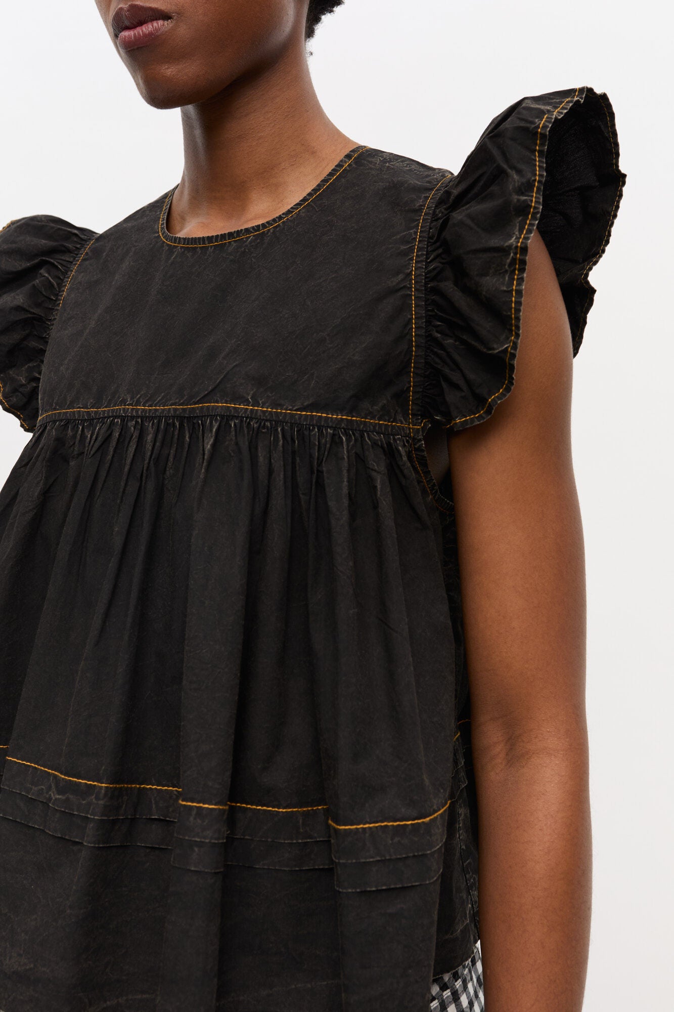 Ganni - Top - Black Washed - Cotton top