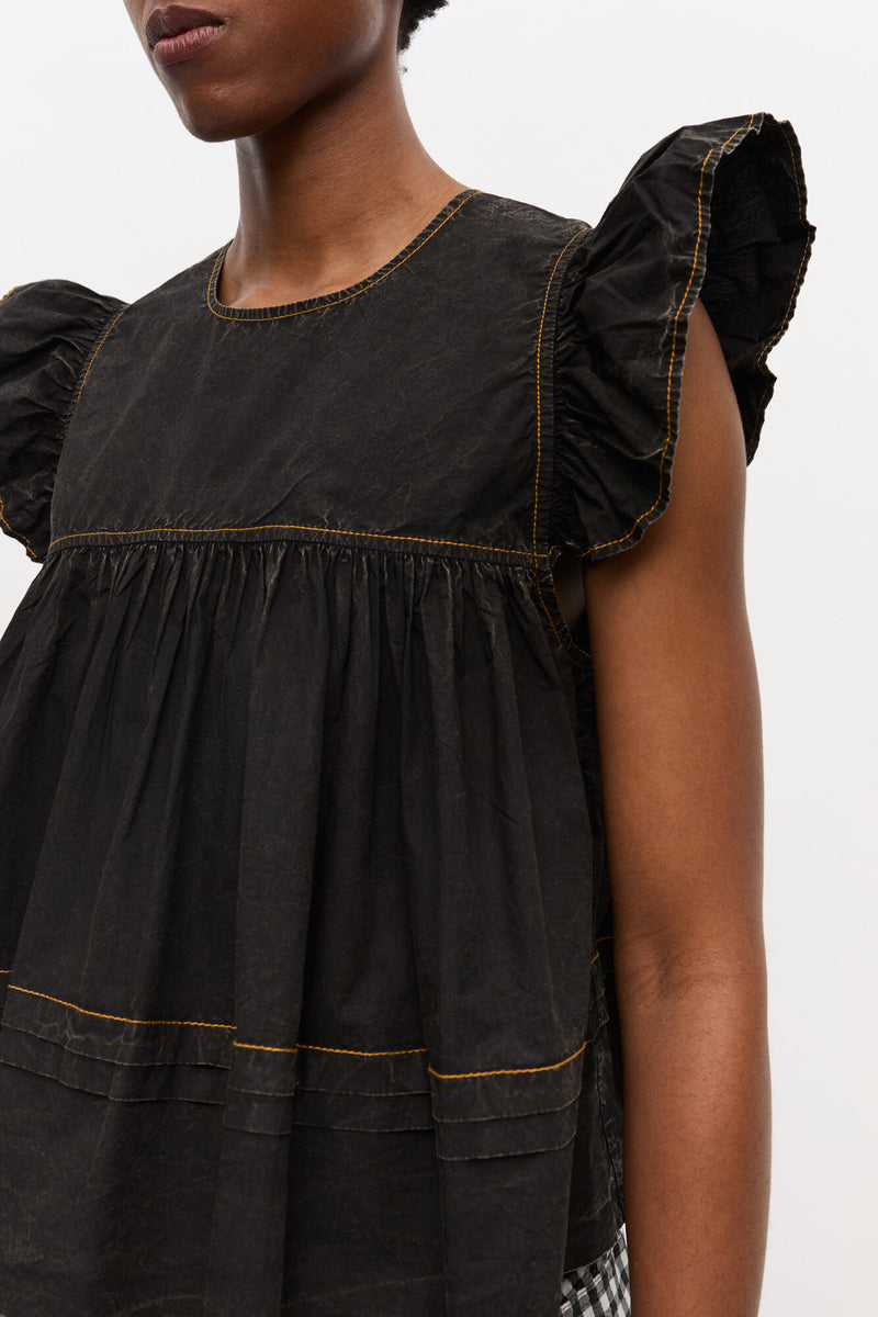 Ganni - Top - Black Washed - Cotton top