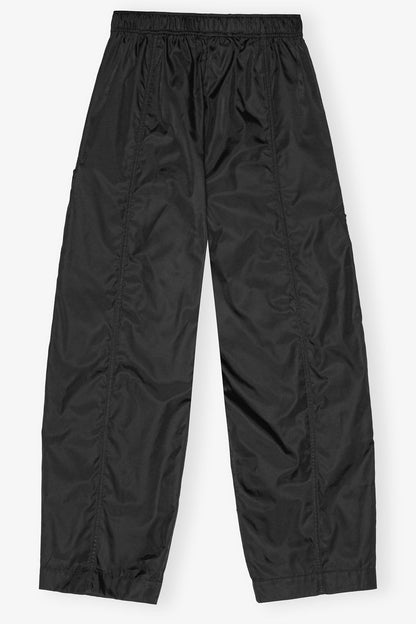 GANNI - Bukser - Black Nylon - Elasticated W0644