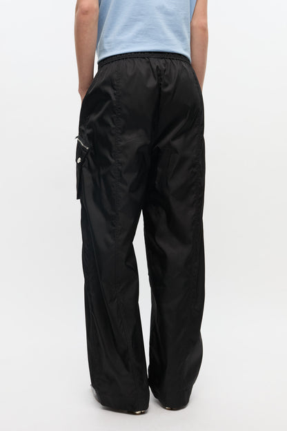 GANNI - Bukser - Black Nylon - Elasticated W0644