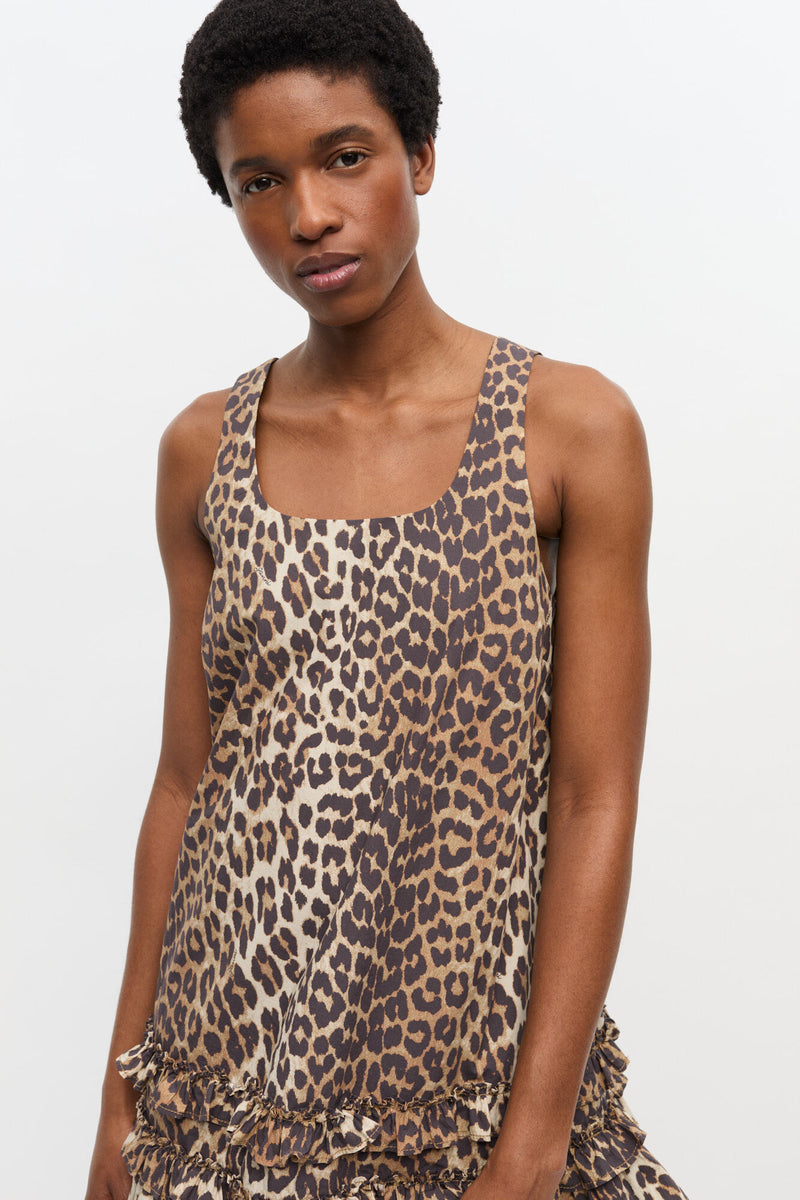GANNI - Kjole - Leopard - Poplin mini W0906