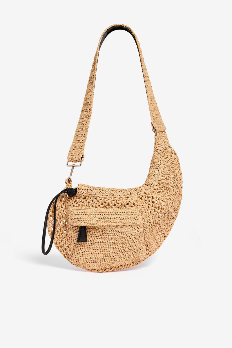 IRO - Taske - Light Beige / Black - Pocket Raffia Bag