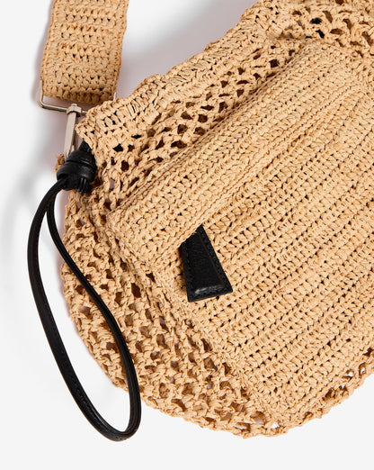 IRO - Taske - Light Beige / Black - Pocket Raffia Bag