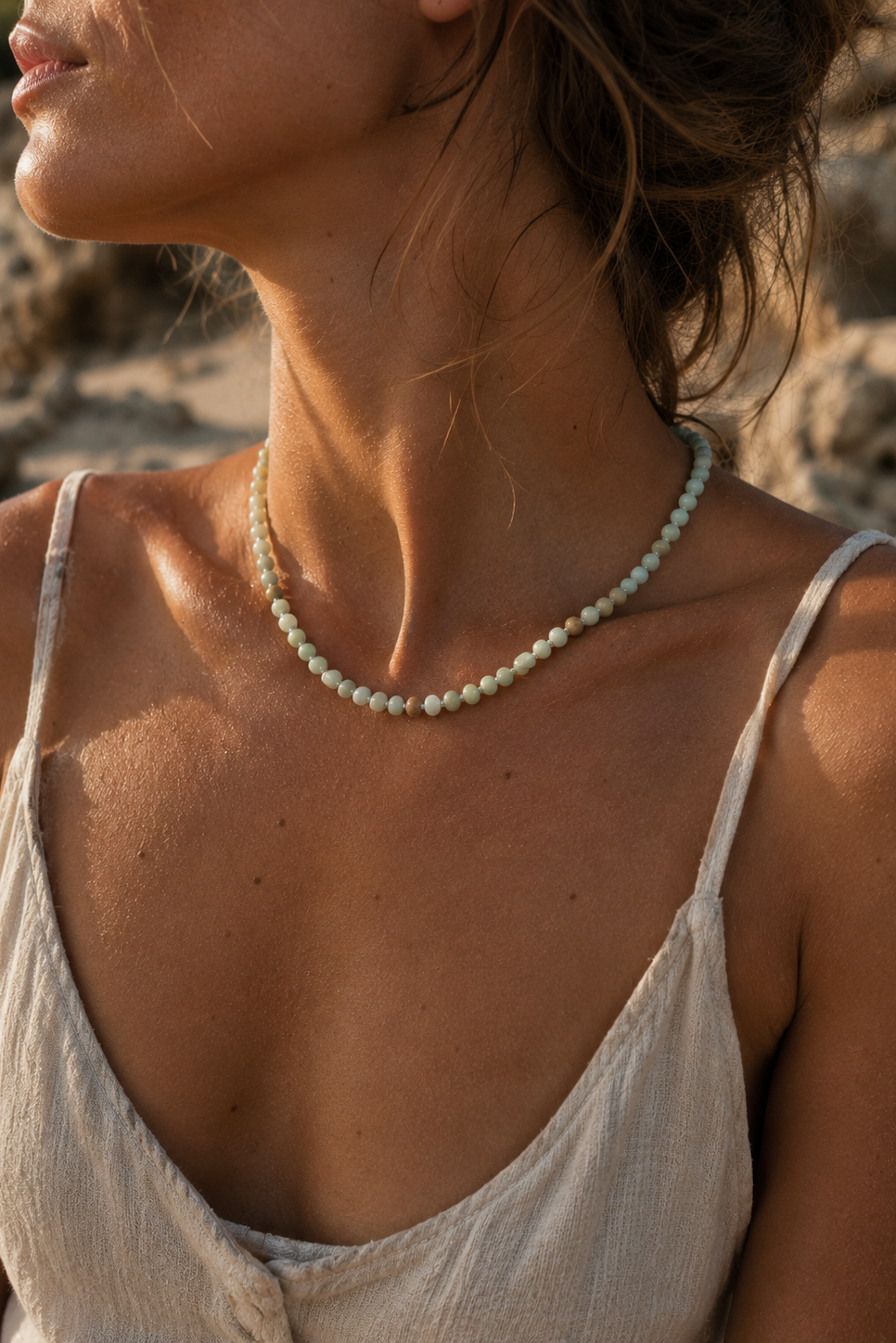 Andcopenhagen Jewelry Icon Collection- Perlehalsklæde - Amazonit - Ebba