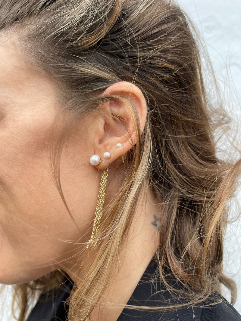 Andcopenhagen Jewelry-  Øreringe - 18 karat guldbelagt messing - Charlotte Pearl chain
