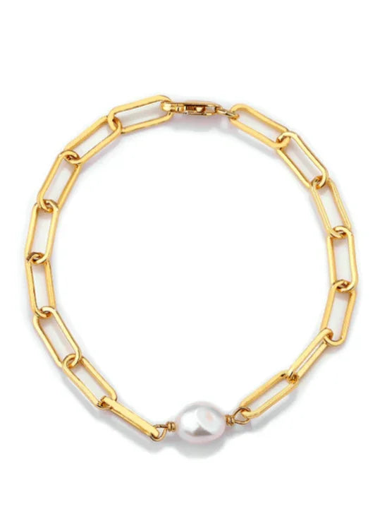 Andcopenhagen  Jewelry - Armbånd - 18 karat guldbelagt - Sanni Chunky Pearl chain