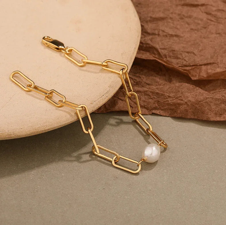 Andcopenhagen  Jewelry - Armbånd - 18 karat guldbelagt - Sanni Chunky Pearl chain