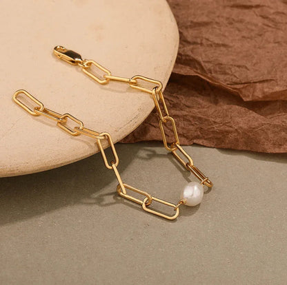 Andcopenhagen  Jewelry - Armbånd - 18 karat guldbelagt - Sanni Chunky Pearl chain