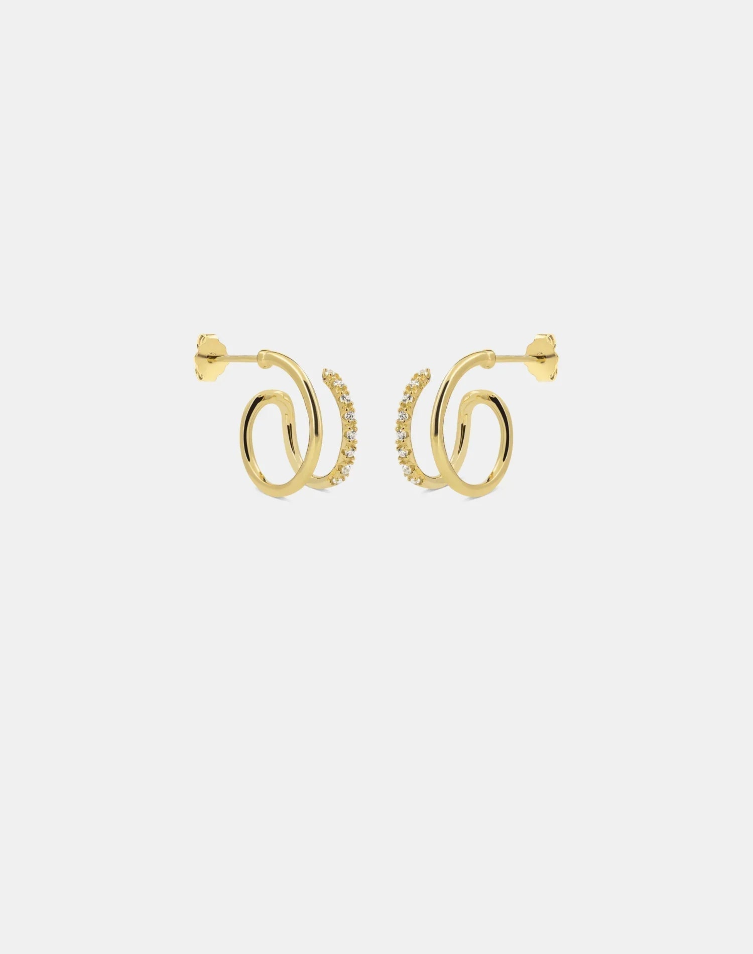 Andcopenhagen Guldøreringe Andcopenhagen - Shiny double swirl hoops - guldbelagte øreringe