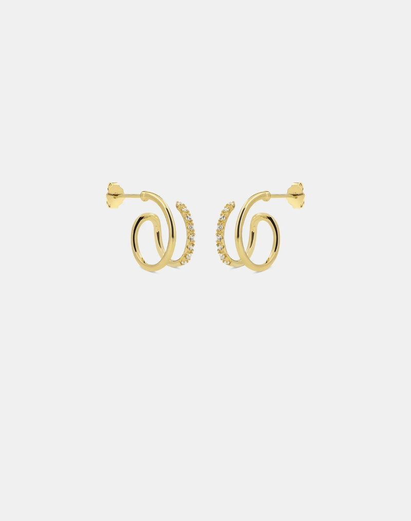 Andcopenhagen Guldøreringe Andcopenhagen - Shiny double swirl hoops - guldbelagte øreringe