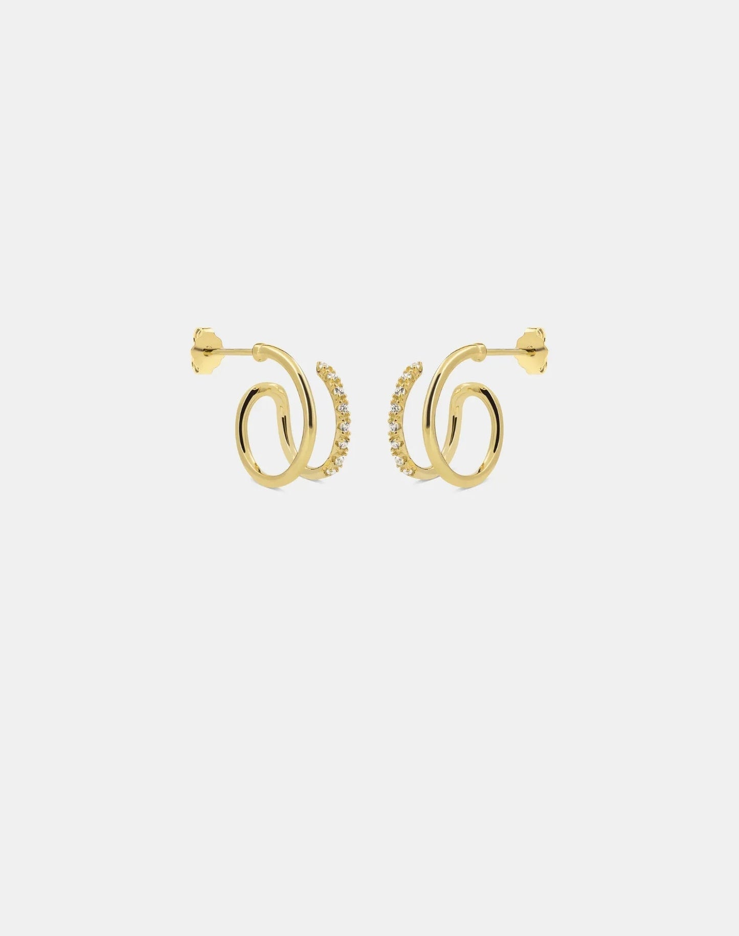 Andcopenhagen Guldøreringe Andcopenhagen - Shiny double swirl hoops - guldbelagte øreringe
