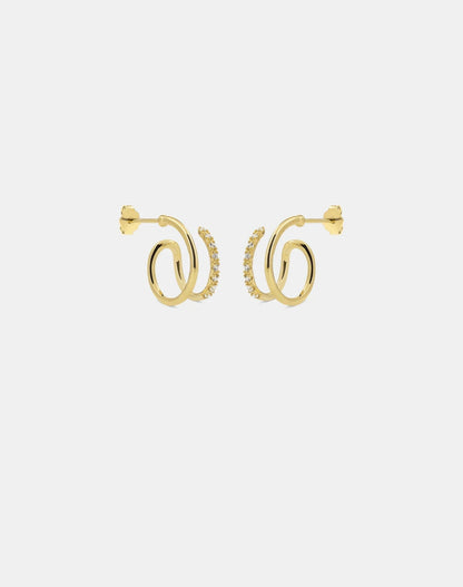 Andcopenhagen Guldøreringe Andcopenhagen - Shiny double swirl hoops - guldbelagte øreringe