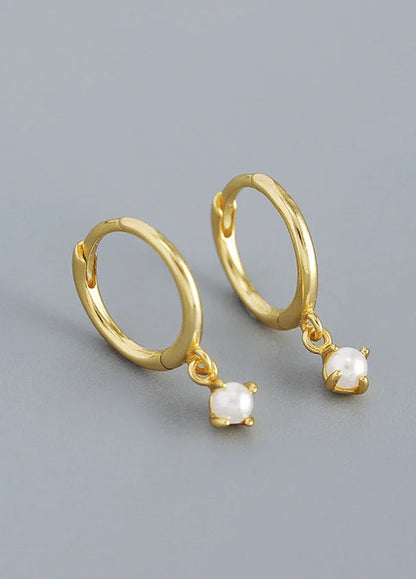 Andcopenhagen Jewelry - Øreringe hoops - 18 karat Guldbelagt 925 sterlingsølv - Monica Pearl