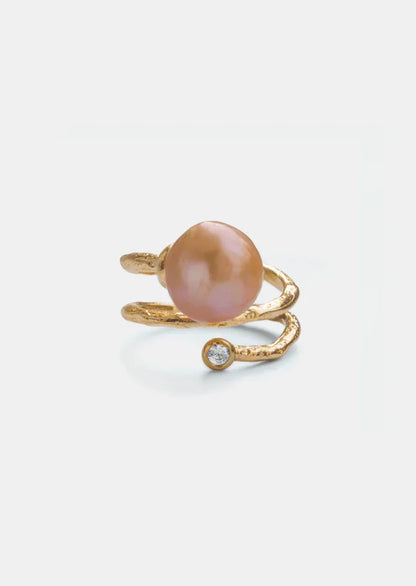 Andcopenhagen Jewelry Icon Collection - Ring - 18 karat guldbelagt messing - Rose Pearl Ivy