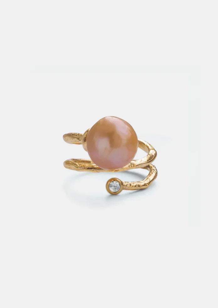 Andcopenhagen Jewelry Icon Collection - Ring - 18 karat guldbelagt messing - Rose Pearl Ivy