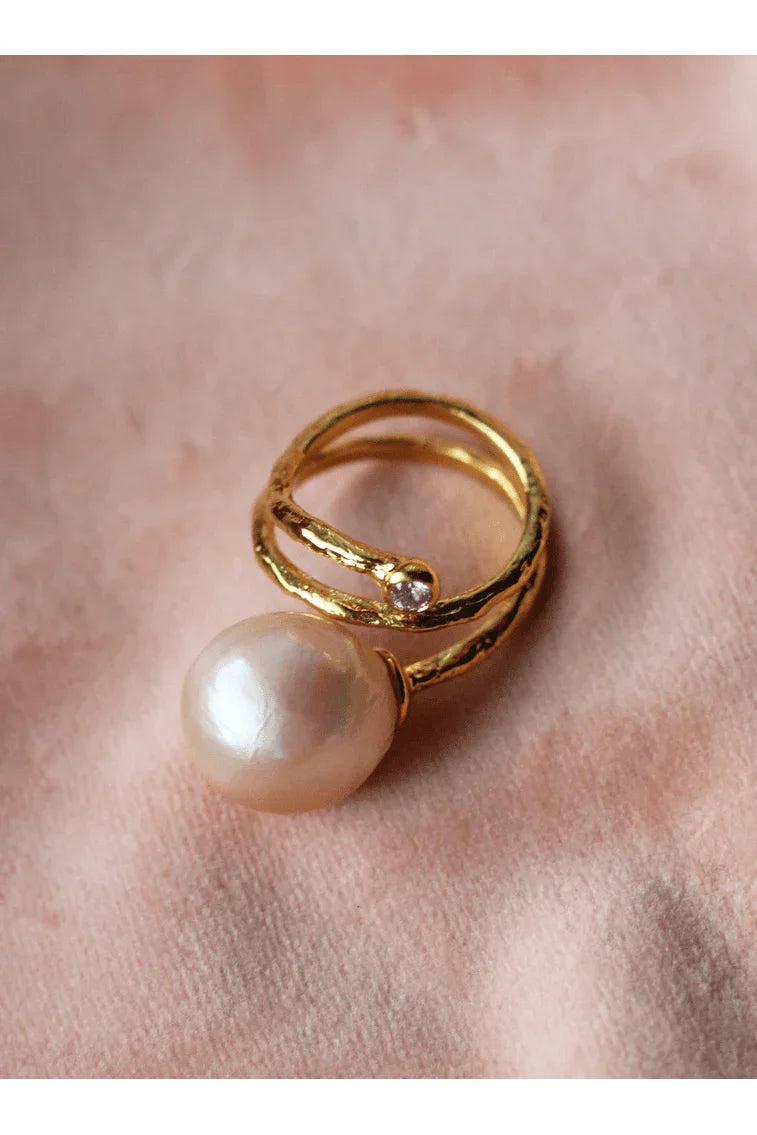 Andcopenhagen Jewelry Icon Collection - Ring - 18 karat guldbelagt messing - Rose Pearl Ivy