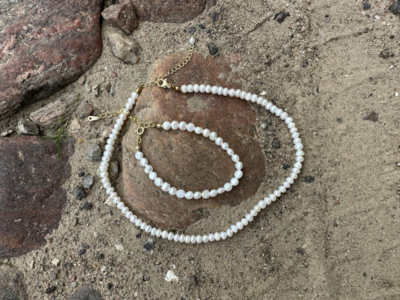 Andcopenhagen Jewelry - Halskæde - 18 karat guldbelagt 925 sterlingsølv - Timeless Pearl