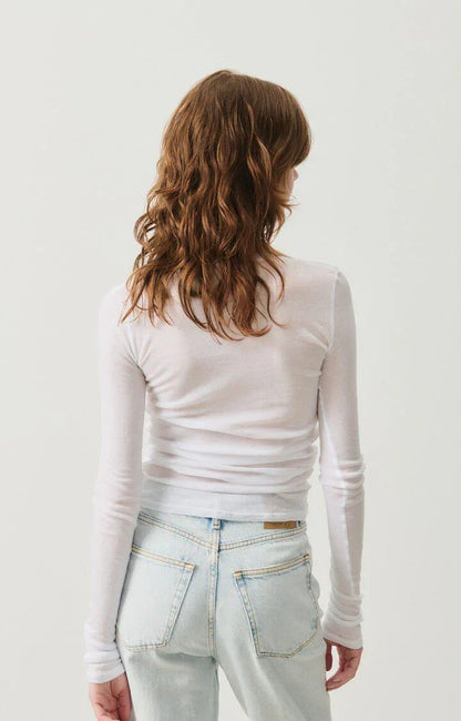 American Vintage - Langærmet t-shirt - Blanc White - Massachuetts - Stilkompagniet.dk