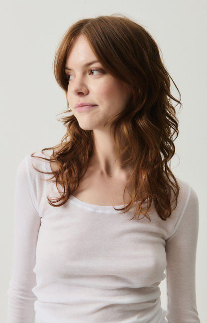 American Vintage - Langærmet t-shirt - Blanc White - Massachuetts - Stilkompagniet.dk