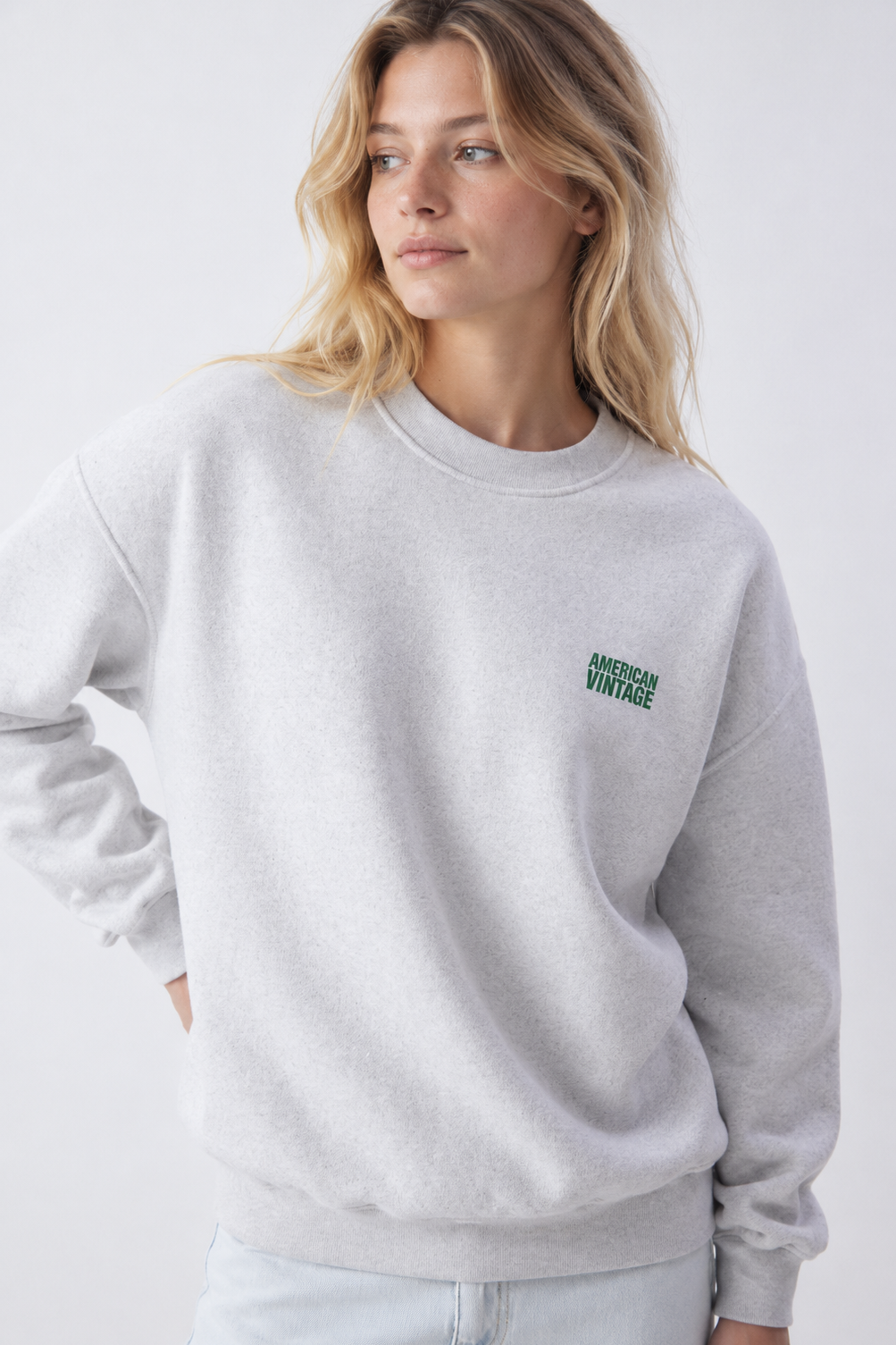 Baptown sweatshirt i Heather Grey