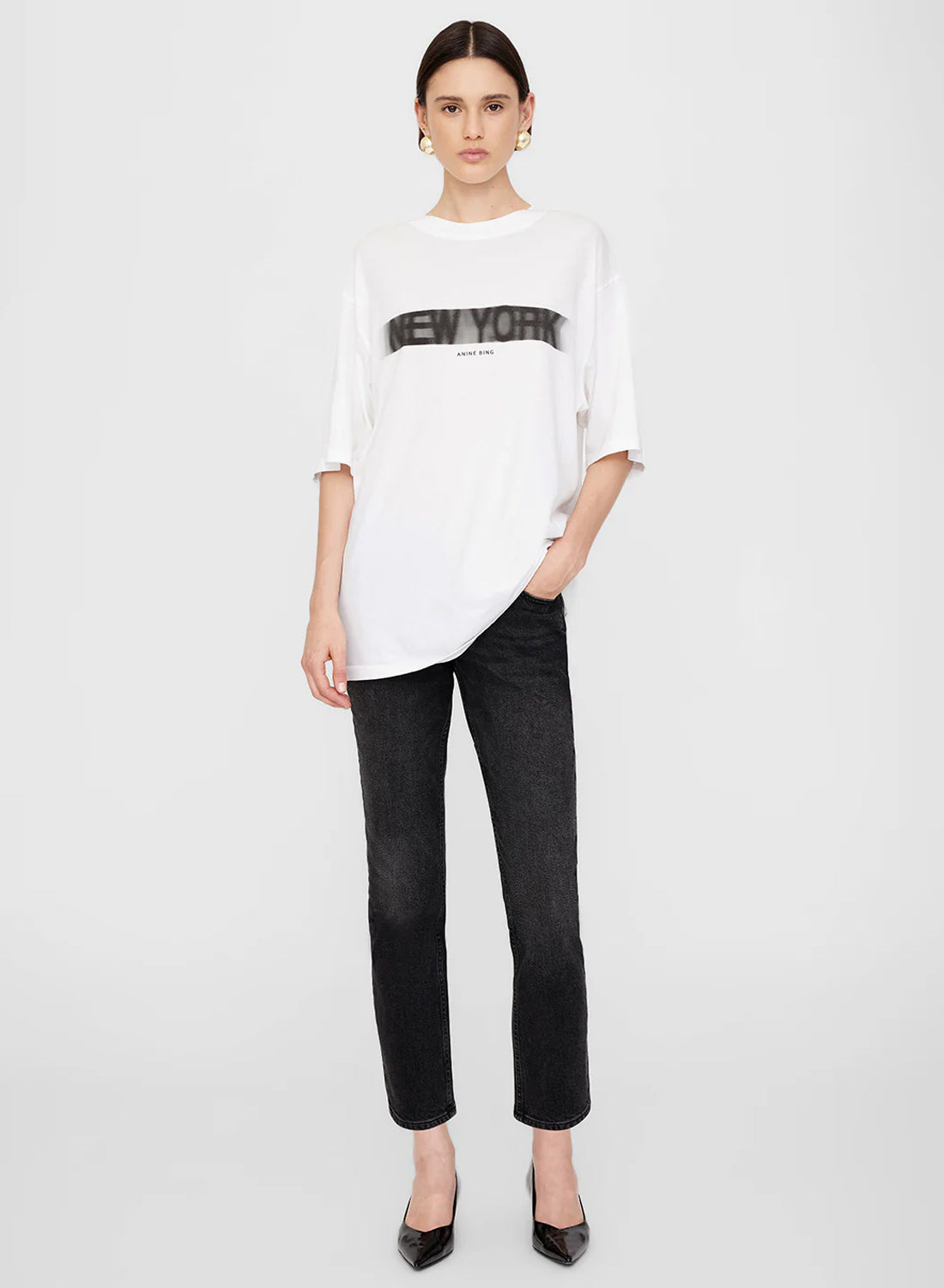 Anine Bing Cason Tee Blur Ivory