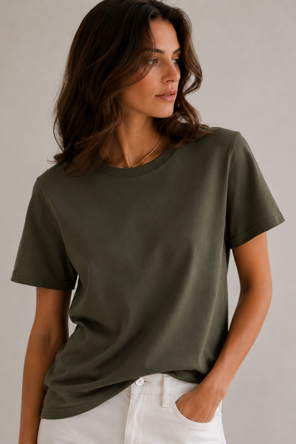 The Collection - T-shirt - Dark Olive - Boxy