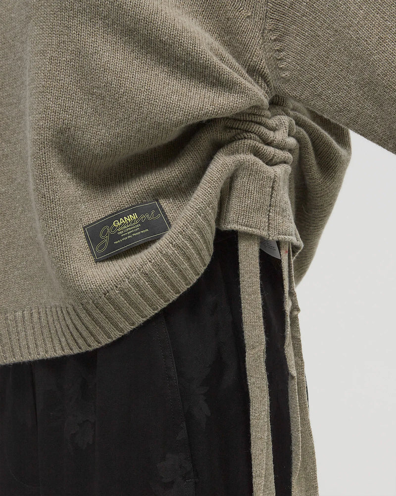 Ganni - Sweater - Dusty Olive - Future oversized Strik