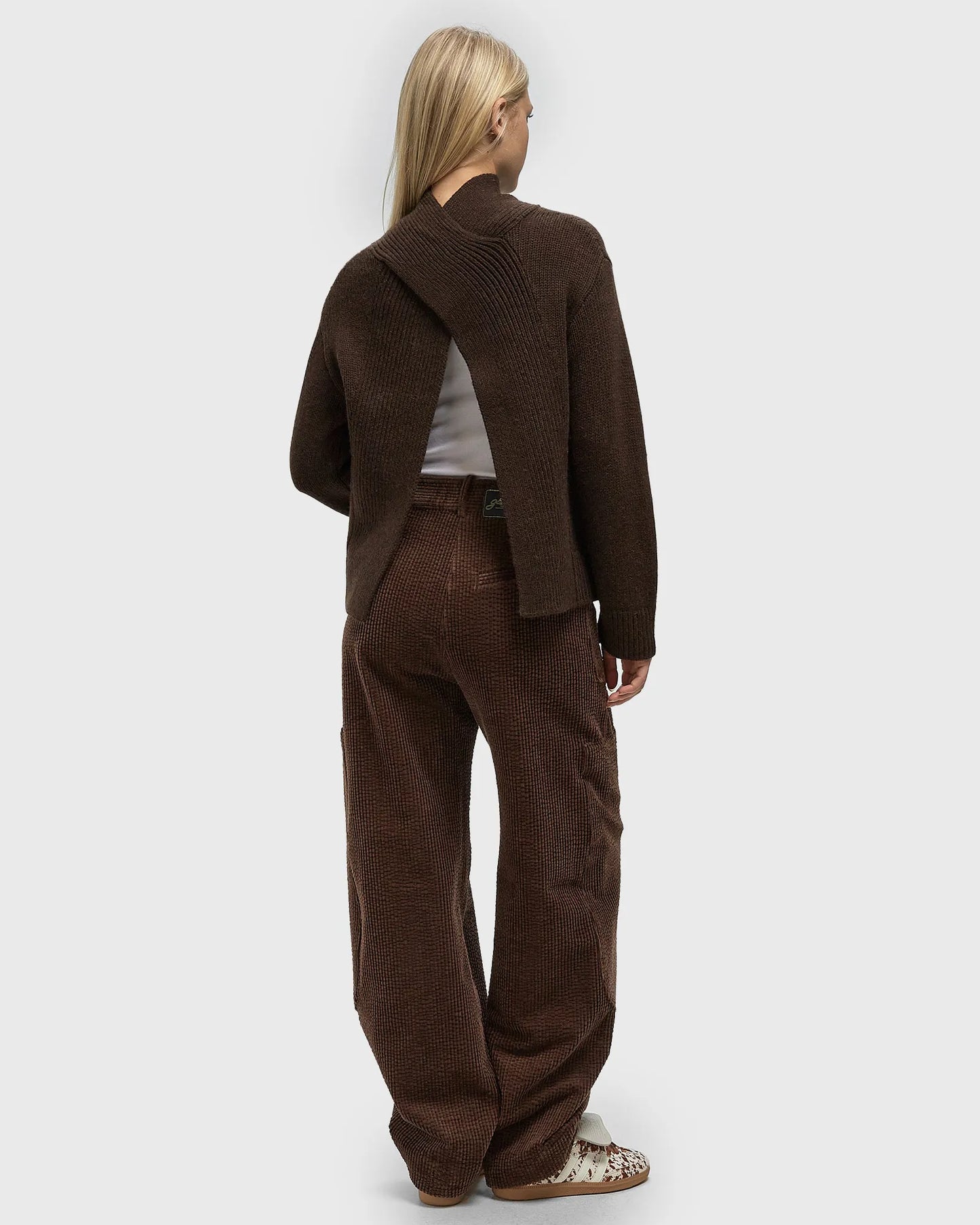 Ganni - Sweater - Brun - Chunky Yak Mix Open Back Pullover