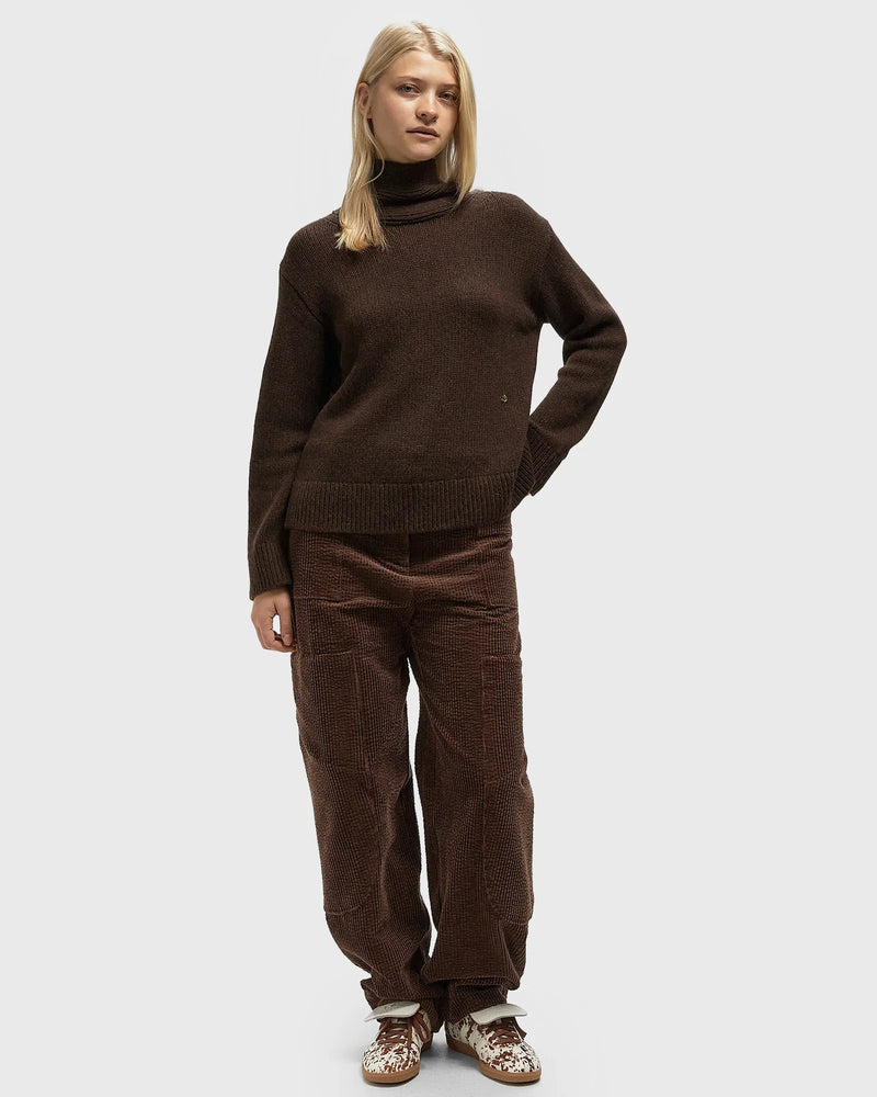 Ganni - Sweater - Brun - Chunky Yak Mix Open Back Pullover