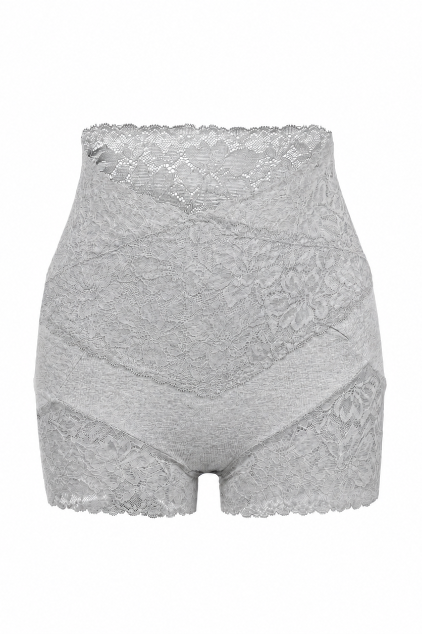 Grå shapewear fra Andcopenhagen Basics, model Fenja, med blonde og høj talje.