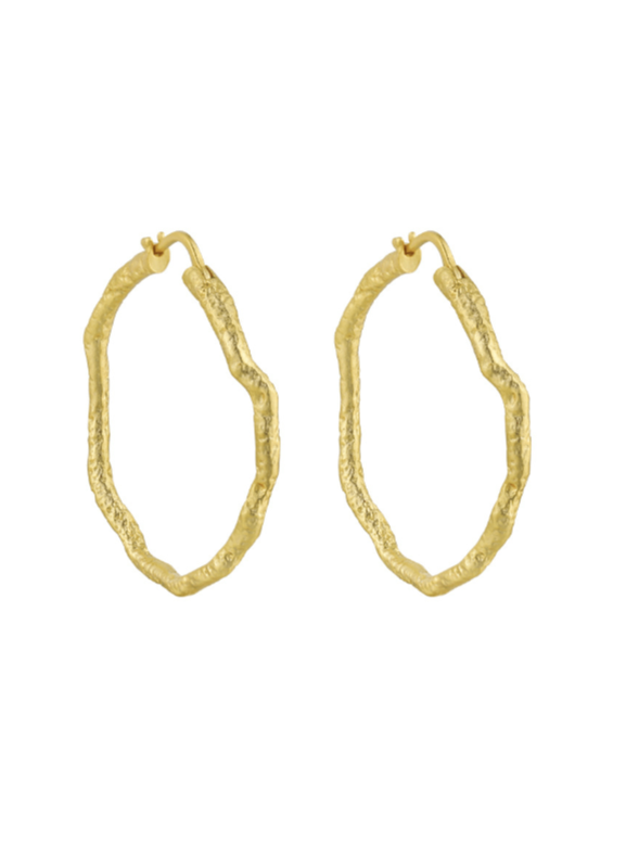 Andcopenhagen Guldøreringe Hammered hoops Big - 18 karat guldbelagt sterlingsølv- Sicca Gold - Andcopenhagen