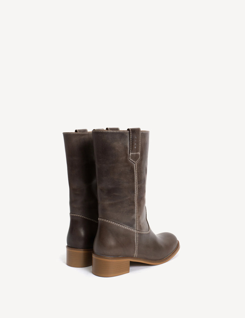 Dico - Skind Støvle - Dark Brown - Julia Gaucho
