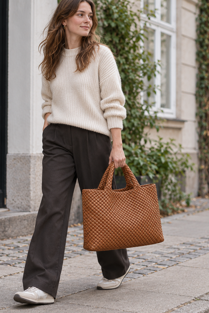 Madera flettet shopper i cognac fra Andcopenhagen