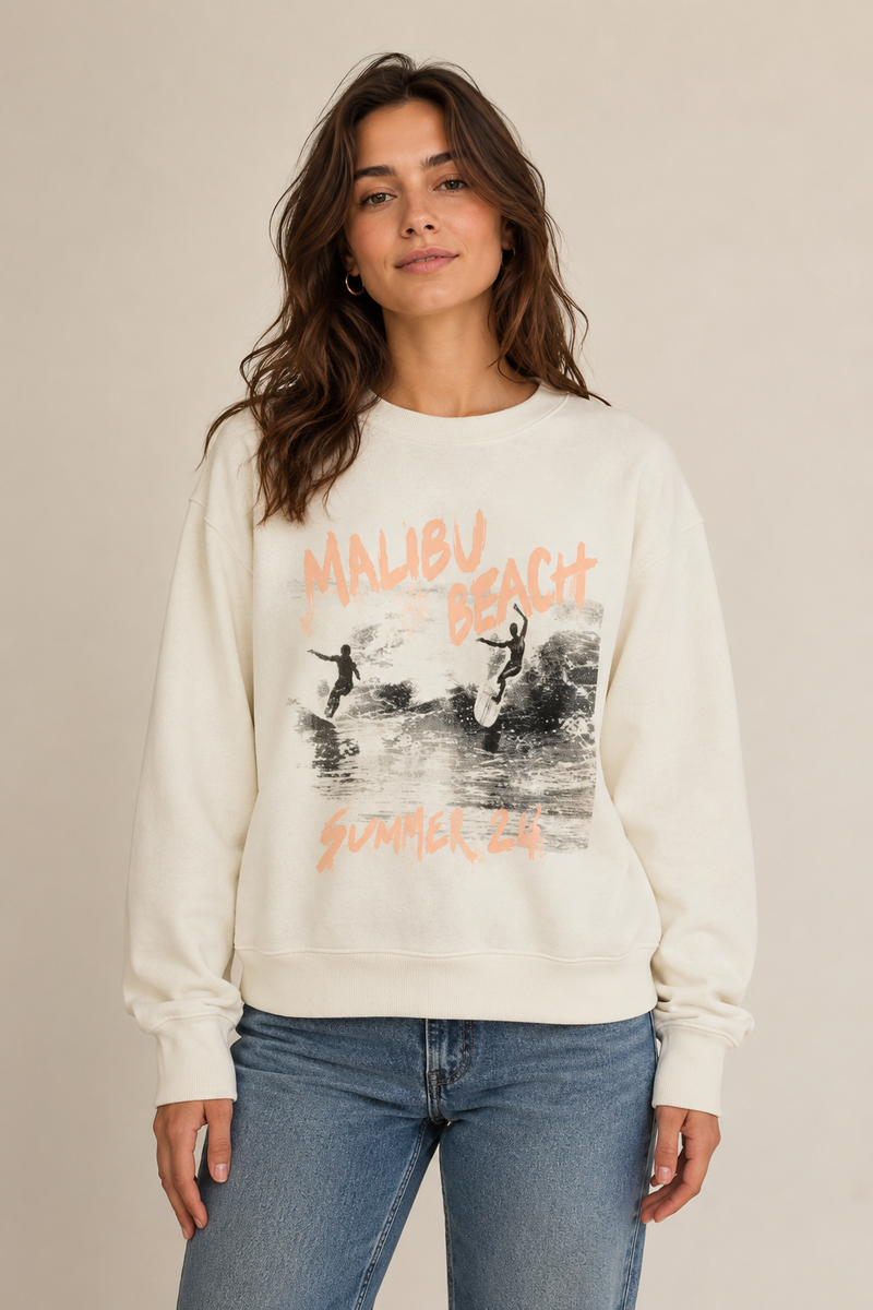 Anine Bing - Sweatshirt - Washed Buttercream - Harry Shrunken Surfer