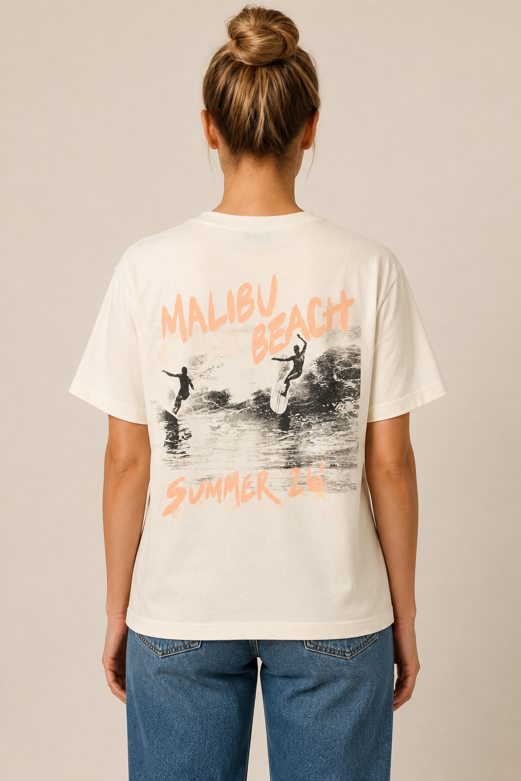 Anine Bing - T-shirt - Washed Buttercream - Shelly Tee Surfer