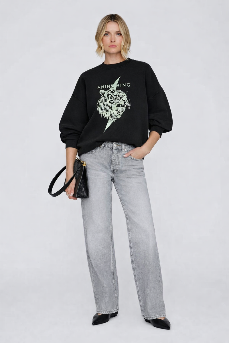 Anine Bing - Sweatshirt - Vintage Black - Miles Tiger