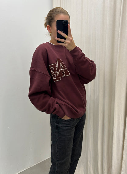 Anine Bing Miles Sweatshirt Letterman Dark Burgundy