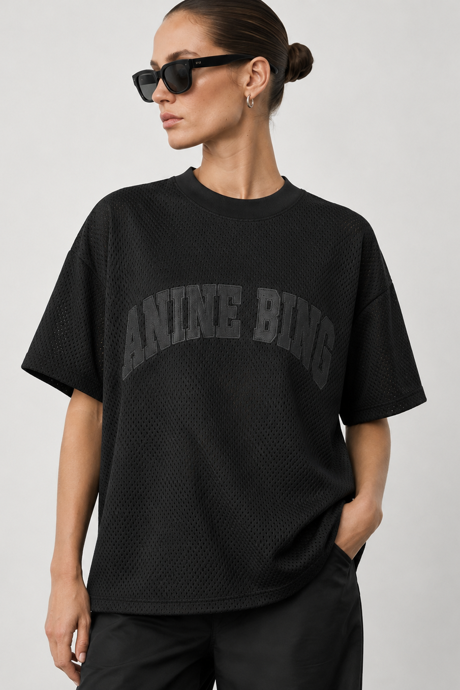 Anine Bing - T-shirt - Black - Nell Tee Mesh