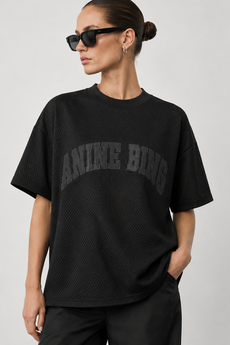 Anine Bing - T-shirt - Black - Nell Tee Mesh