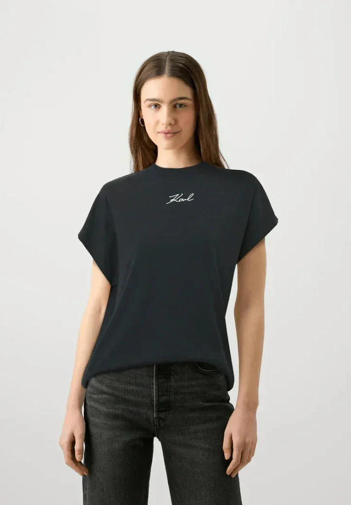 T-shirt - Sort - Signature t-shirt - Karl Lagerfeld