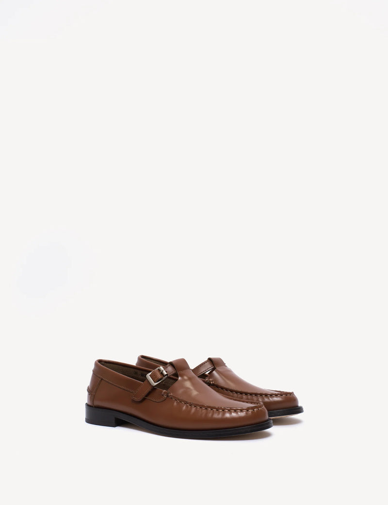 Dico - Læder Loafers - T-Bar - Hazelnut